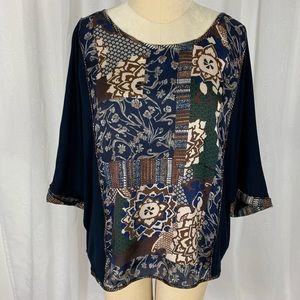 Anthropologie blue boho shirt